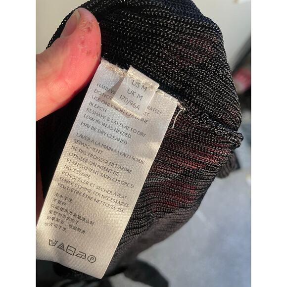 Free People Black Sheer Ribbed Slinky Button Down Long Sleeve Top - Picture 11 of 12